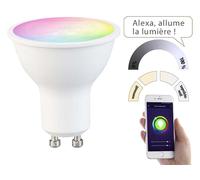 Luminea Home Control Spot LED connecté GU10 RVB/CCT compatible commandes vocales LAV-215.RVBw - 4,5W