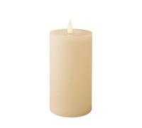 Lumineo Bougie LED avec fonction minuterie - 7 x 15 cm - Cire - Effet flamme vacillante - Bougie en cire véritable à piles - Bougie pilier rustique - Crème blanc chaud