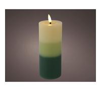 Lumineo Bougie LED effet flamme dégradé 15 cm vert.