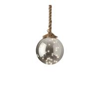 Lumineo Boule en verre LED avec corde - 19 cm - À suspendre - Classique
