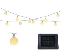 Lumineo Guirlande lumineuse solaire à LED avec boules - 2,9 m - Pour jardin, balcon - Éclairage extérieur - Blanc chaud