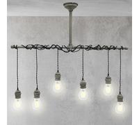 Lumineo Lampe suspendue en fer - Lampe suspendue industrielle - Lampe suspendue salle à manger - Industrielle -108cm de large - Gris
