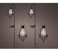 Lumineo Lanternes solaires noires rondes Ø 10 cm, lot de 4 - Métal