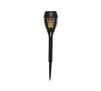 Lumineo Lot de 4 piquets solaires effet flamme Ø7,5 x 27cm, 12 LED, noir, avec interrupteur, batterie Ni-MH incluse