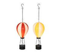 Lumineo Montgolfière solaire à LED - 22 x 9,5 cm - En plastique et métal - 1 pièce - Lampe décorative solaire pour jardin et balcon - Décoration lumineuse pour l'extérieur - Décoration de jardin et