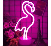 Lumineuse au Flamant Néon LED Décoration Lampe de Nuit LED Néon avec Base pour Noël, Anniversaire, Salon, Chambre à Coucher