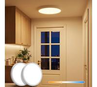 LuminexDesigns 2ER LED Plafonnier Plat 22cm, 18W Petite Lampe de Plafond à Température Réglable 2700K-6500K par Interrupteur DIP, Ronde, Étanche IP44 pour Couloir, Entrée, Salle de Bain
