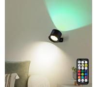 LuminexDesigns Applique murale intérieure LED sans fil rechargeable - Lampe murale à pile avec télécommande ou tactile, dimmable, RGB 7 couleurs avec minuterie, pour chambre, salle de bain et cuisine