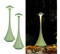 LuminexDesigns Lampe de Table Lot de 2 LED Sans Fil Verts - Rechargeable Lampe de Chevet Tactile Dimmable, Design Moderne Élégant et Minimaliste en Métal, pour Chambre, Salon, Jardin, Dîner, Extérieur