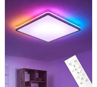 LuminexDesigns LED Plafonnier Dimmable avec Télécommande - 30W Lampe de Plafond RGB avec Rétroéclairage Changeant de Couleur - Étanche, Lampe de Salle de Bain pour Chambre, Salon