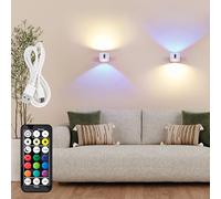 LuminexDesigns Lot de 2 Applique murale LED sans fil RGB avec Télécommande