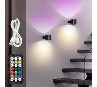 LuminexDesigns Lot de 2 Applique murale LED sans fil RGB avec Télécommande