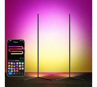 LuminexDesigns Lot de 2 Lampadaire LED RGB sur Pied 150cm - Lampe d’Angle Dimmable avec Télécommande, Smart APP Contrôle Compatible Alexa, Éclairage Ambiance Couleur pour Salon, Chambre ou Gaming