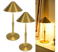 LuminexDesigns Lot de 2 Lampes de Chevet Sans Fil Rechargeables - Lampes de Table Tactiles Dimmables, Hauteur Réglable, IP54 Étanches Intérieur Extérieur, B-cuivre