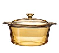 Luminexia Verre Pot À Soupe Marmite avec Couvercle en Verre,Casserole en Verre Résistant À La Chaleur Casserole en Verre,Cocotte Ronde en Verre Classique Easy Grip Haute Résistance,Marron