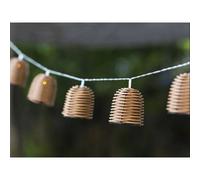 Guirlande lumineuse solaire 10 abat-jour poly rotin LED blanc chaud FORMENTERA 3.80m