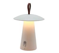 Lumisky – Lampe de table FUNGY – sans fil, aluminium, anse cuir, LED blanc chaud – H29 cm
