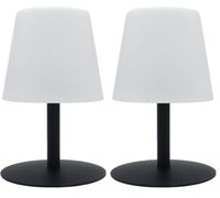 Lumisky Lampe de table sans fil pied en acier noir LED blanc chaud/blanc dimmable STANDY MINI Dark H25cm (Lot de 2)