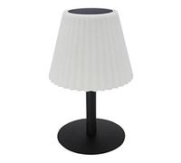Lumisky Lampe de table solaire 2 en 1 à planter ou à poser pied metal abat-jour ondulé LED blanc dimmable BOUFFANT H62cm