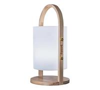 Lumisky Lanterne sans fil design scandinave poignée bois naturel LED blanc chaud/blanc dimmable WOODY H37cm