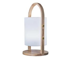 Lumisky Lanterne sans fil design scandinave poignée bois naturel LED blanc chaud/blanc dimmable WOODY H37cm