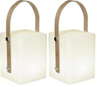 Lumisky Lanterne sans fil poignée bambou LED blanc chaud/multicolore dimmable TIKY H27cm (Lot de 2)