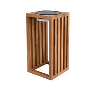 Lumisky Lanterne solaire décorative LED blanc chaud CHENNAI en bois teck massif H30cm