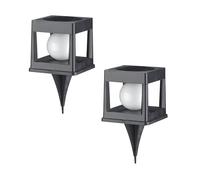Lumisky Balises solaires CUBYA Lot de 2 LED à piquer ou poser Blanc chaud H21,5 cm
