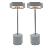 Lumisky Lot de 2 lampes de table sans fil touch en aluminium gris clair LED ROBY GREY H30cm