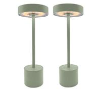 Lumisky Lot de 2 lampes de table sans fil touch en aluminium vert olive mat LED ROBY OLIVE H30cm