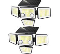 Lumisky Lot de 2 Spots Solaires à 4 Têtes Noires FAIRVIEW - Éclairage LED Puissant Blanc, Orientables avec Détecteur de Mouvement, Idéaux pour Sécuriser Jardin, Terrasse et Extérieur