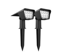 Lumisky Lot de 2 spots solaires projecteur 2 en 1 à piquer ou à fixer rectangulaires éclairage puissant dimmable LED blanc CURTIS H 31.5cm