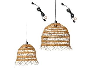 Lumisky Lot de 2 suspensions sur secteur pour l'extérieur 2X HAWAII LONG OUTDOOR CABLE en poly rotin style bohème 5m de longueur de câble