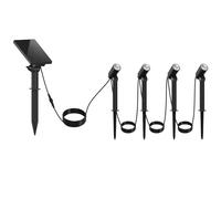 Lumisky Lot de 4 Spots Solaires LED Blanc Chaud avec Panneau Solaire déporté MINI ROUNDY - A piquer au sol ou à fixer au mur