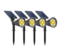 Lumisky Lot de 4 spots solaires projecteurs 2en1 à piquer ou à fixer éclairage puissant dimmable LED blanc SPIKY WARM H42cm