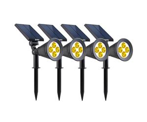 Lumisky Lot de 4 spots solaires projecteurs 2en1 à piquer ou à fixer éclairage puissant dimmable LED blanc SPIKY WARM H42cm