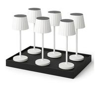Lumisky Lot de 6 Lampe de table sans fil LED blanc chaud dimmable ABBY WHITE H29cm Blanc avec plateau de chargement