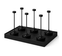 Lumisky Lot de 6 Lampe de table sans fil LED blanc chaud dimmable RUBY BLACK H25cm Noir avec plateau de chargement