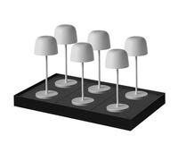 Lumisky Lot de 6 Lampe de table sans fil LED blanc chaud dimmable SOPHIA GREY H20cm Gris avec plateau de chargement