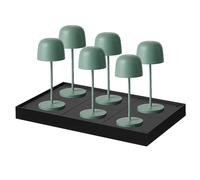 Lumisky Lot de 6 Lampe de table sans fil LED blanc chaud dimmable SOPHIA OLIVE H28cm Vert Olive avec plateau de chargement