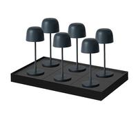 Lumisky Lot de 6 Lampe de table sans fil LED blanc chaud dimmable SOPHIA ROCK H28cm Gris Anthracite avec plateau de chargement