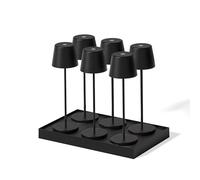 Lumisky Lot de 6 lampes de table touch sans fil en aluminium KELLYL BLACK LED blanc dimmable H38 cm avec plateau de chargement