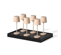 Lumisky Lot de 6 mini lampes de table touch sans fil en aluminium LED KELLYL MINI SAND blanc dimmable H22cm avec plateau de chargement
