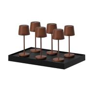 Lumisky Lot de 6 mini lampes de table touch sans fil en aluminium LED KELLYL MINI VINTAGE blanc dimmable H22cm avec plateau de chargement