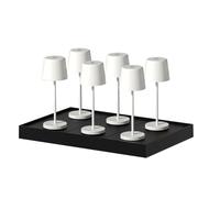 Lumisky Lot 6 lampes de table KELLYL MINI WHITE LED sans fil tactile aluminium dimmable H22cm blanc