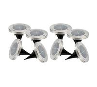 Lumisky Lot de 8 spots solaires ronds inox encastrable ou à piquer LED blanc DECKY ∅12cm