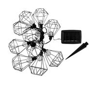 LUMISKY / LUMIJARDIN Guirlande lumineuse solaire acier cage diamant 10 ampoules rondes LED blanc chaud MILY 3.90m