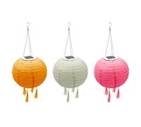 LUMISKY / LUMIJARDIN Lot de 3 lampion solaire lanterne chinoise 3 couleurs rose crème et orange LED blanc chaud SHANGRI LA ∅20cm
