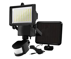 LUMISKY / LUMIJARDIN Projecteur solaire noir eclairage puissant panneau solaire déporté LED blanc COOPER BLACK H22cm avec détecteur de mouvement orientable