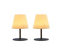 Lumisky Pack de 2 Lampes de table sans fil pied en acier gris LED blanc chaud/blanc dimmable TWINS H16cm
